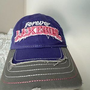 Lakegirl Ballcap Blue/White/Gray/Pink "Forever Lake Girl" Logo Distressed OS